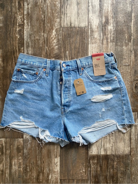 Levi's Pants - Levi's Light Blue Distressed Denim Cutoff Shorts - 501